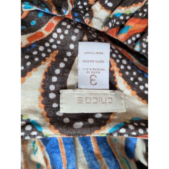 Chicos Multicolor Paisley Print Short Sleeve Top Size 3 Womens Lightweight Casua - Picture 4 of 6